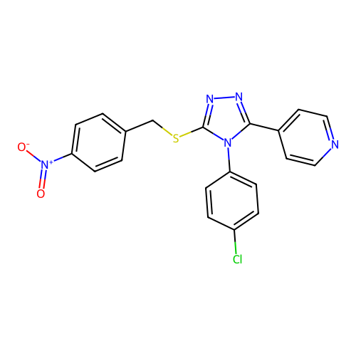 4-{4-(4-chlorophenyl)-5-[(4-nitrobenzyl)sulfanyl]-4H-1,2,4-triazol-3-yl}pyridine structure