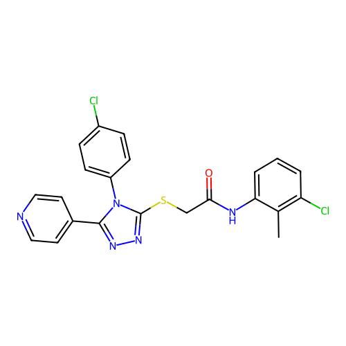 N-(3-chloro-2-methylphenyl)-2-{[4-(4-chlorophenyl)-5-(pyridin-4-yl)-4H-1,2,4-triazol-3-yl]sulfanyl}acetamide structure