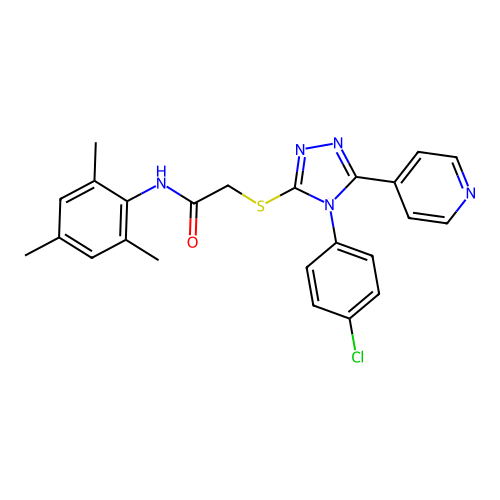 2-{[4-(4-chlorophenyl)-5-(pyridin-4-yl)-4H-1,2,4-triazol-3-yl]sulfanyl}-N-(2,4,6-trimethylphenyl)acetamide structure