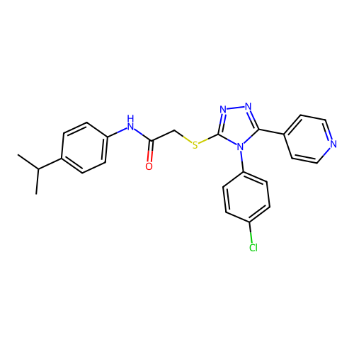 2-{[4-(4-chlorophenyl)-5-(pyridin-4-yl)-4H-1,2,4-triazol-3-yl]sulfanyl}-N-[4-(propan-2-yl)phenyl]acetamide structure