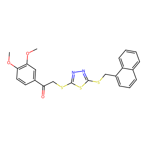 1-(3,4-dimethoxyphenyl)-2-((5-((naphthalen-1-ylmethyl)thio)-1,3,4-thiadiazol-2-yl)thio)ethanone structure