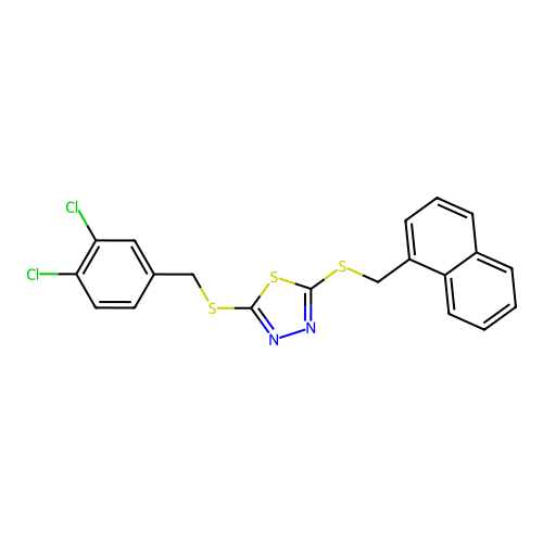 2-[(3,4-dichlorophenyl)methylsulfanyl]-5-(naphthalen-1-ylmethylsulfanyl)-1,3,4-thiadiazole structure