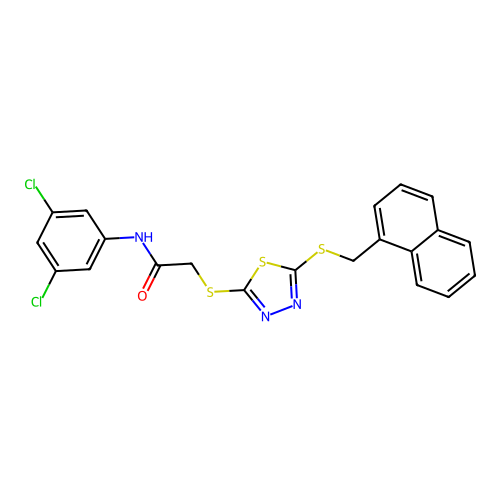 N-(3,5-dichlorophenyl)-2-({5-[(naphthalen-1-ylmethyl)sulfanyl]-1,3,4-thiadiazol-2-yl}sulfanyl)acetamide structure