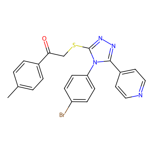 2-[[4-(4-bromophenyl)-5-pyridin-4-yl-1,2,4-triazol-3-yl]sulfanyl]-1-(4-methylphenyl)ethanone structure
