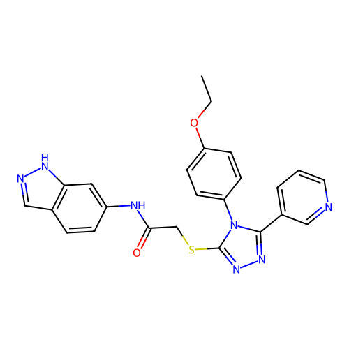 2-[[4-(4-ethoxyphenyl)-5-pyridin-3-yl-1,2,4-triazol-3-yl]sulfanyl]-N-(1H-indazol-6-yl)acetamide structure