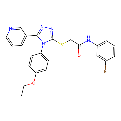 N-(3-bromophenyl)-2-[[4-(4-ethoxyphenyl)-5-pyridin-3-yl-1,2,4-triazol-3-yl]sulfanyl]acetamide structure
