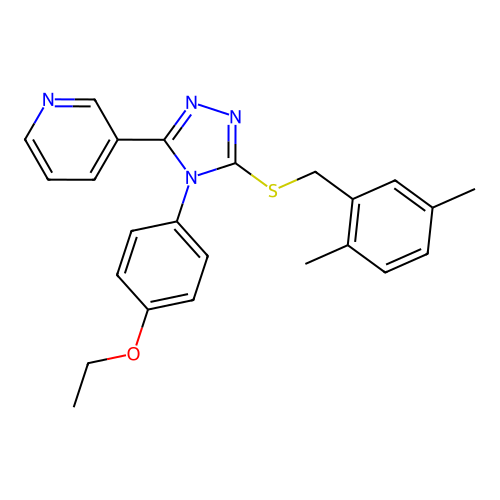 3-(5-((2,5-dimethylbenzyl)thio)-4-(4-ethoxyphenyl)-4H-1,2,4-triazol-3-yl)pyridine structure