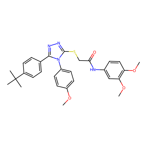 2-{[5-(4-tert-butylphenyl)-4-(4-methoxyphenyl)-4H-1,2,4-triazol-3-yl]sulfanyl}-N-(3,4-dimethoxyphenyl)acetamide structure