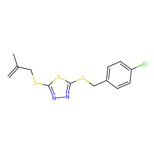 2-[(4-Chlorobenzyl)thio]-5-[(2-methyl-2-propenyl)thio]-1,3,4-thiadiazole structure