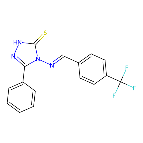 5-Phenyl-4-((4-(trifluoromethyl)benzylidene)amino)-4H-1,2,4-triazole-3-thiol structure
