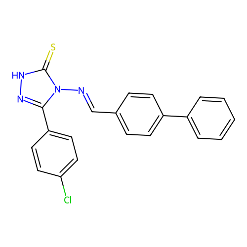 (E)-4-(([1,1'-biphenyl]-4-ylmethylene)amino)-5-(4-chlorophenyl)-4H-1,2,4-triazole-3-thiol structure