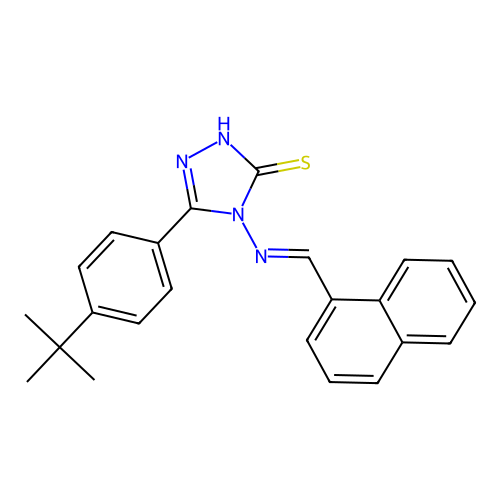 3-(4-tert-butylphenyl)-4-[(E)-naphthalen-1-ylmethylideneamino]-1H-1,2,4-triazole-5-thione structure