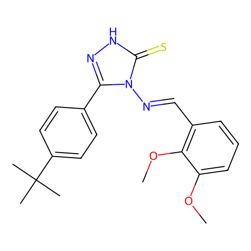 (E)-5-(4-(tert-butyl)phenyl)-4-((2,3-dimethoxybenzylidene)amino)-4H-1,2,4-triazole-3-thiol structure