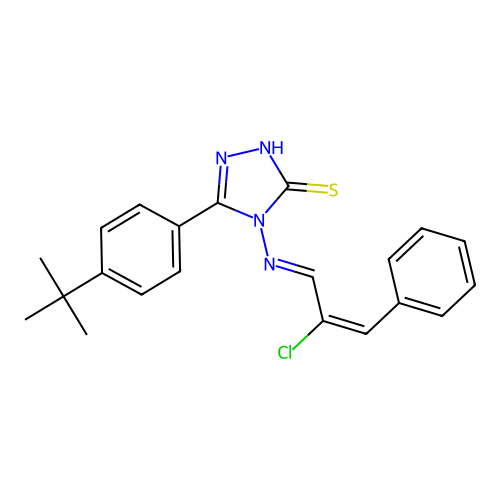 3-(4-tert-butylphenyl)-4-[(E)-[(E)-2-chloro-3-phenylprop-2-enylidene]amino]-1H-1,2,4-triazole-5-thione structure
