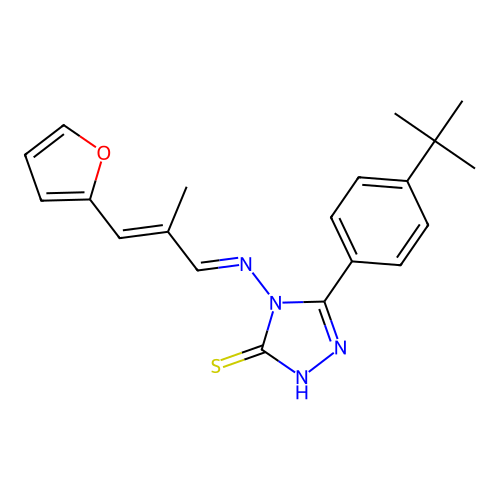 3-(4-tert-butylphenyl)-4-[(E)-[(E)-3-(furan-2-yl)-2-methylprop-2-enylidene]amino]-1H-1,2,4-triazole-5-thione structure