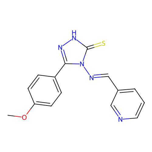 (E)-5-(4-methoxyphenyl)-4-((pyridin-3-ylmethylene)amino)-4H-1,2,4-triazole-3-thiol structure
