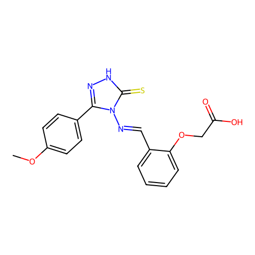 (2-(((3-(4-MEO-PH)-5-SULFANYL-4H-1,2,4-TRIAZOL-4-YL)IMINO)ME)PHENOXY)ACETIC ACID structure