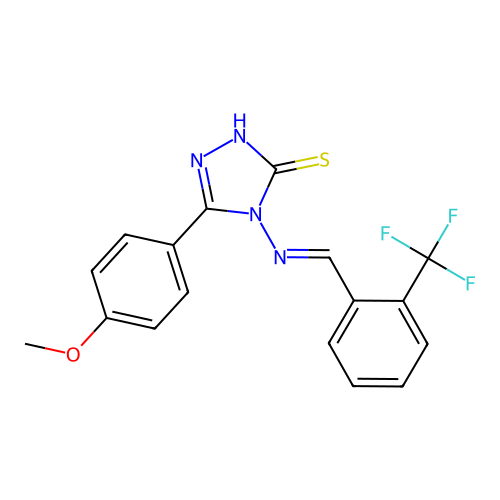 5-(4-MEO-PH)-4-((2-(TRIFLUOROMETHYL)BENZYLIDENE)AMINO)-4H-1,2,4-TRIAZOLE-3-THIOL structure