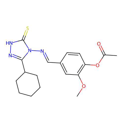 4-(((3-CYCLOHEXYL-5-MERCAPTO-4H-1,2,4-TRIAZOL-4-YL)IMINO)ME)-2-MEO-PH ACETATE structure