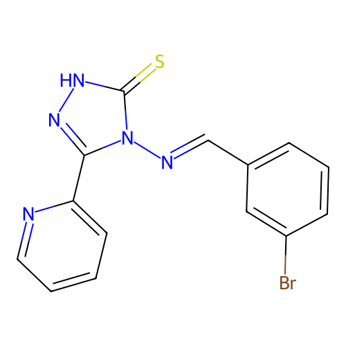 4-((3-Bromobenzylidene)amino)-5-(2-pyridinyl)-4H-1,2,4-triazol-3-YL hydrosulfide structure