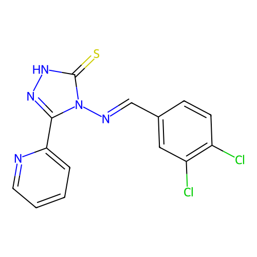 4-[(E)-(3,4-dichlorophenyl)methylideneamino]-3-pyridin-2-yl-1H-1,2,4-triazole-5-thione structure