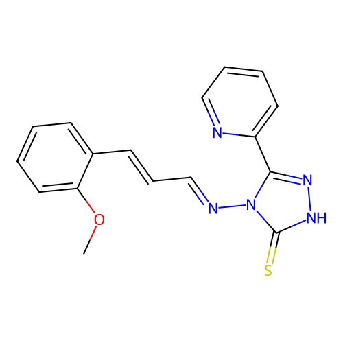 4-[(E)-[(E)-3-(2-methoxyphenyl)prop-2-enylidene]amino]-3-pyridin-2-yl-1H-1,2,4-triazole-5-thione structure
