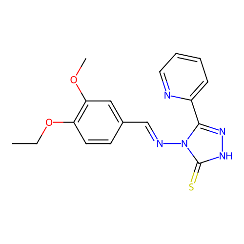 4-((4-Ethoxy-3-meo-benzylidene)amino)-5-(2-pyridinyl)-4H-1,2,4-triazole-3-thiol structure