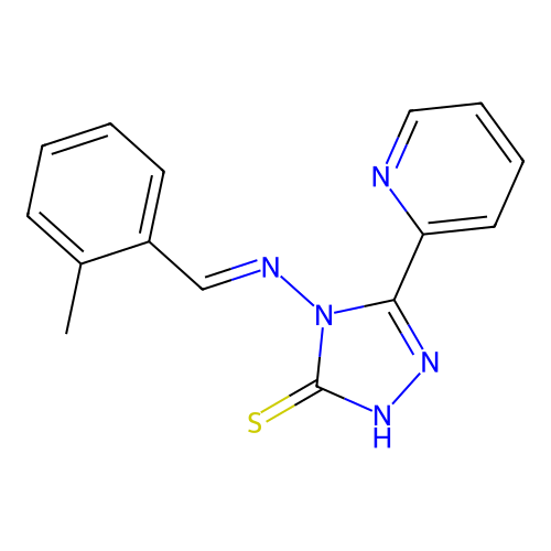 4-[(E)-(2-methylphenyl)methylideneamino]-3-pyridin-2-yl-1H-1,2,4-triazole-5-thione structure