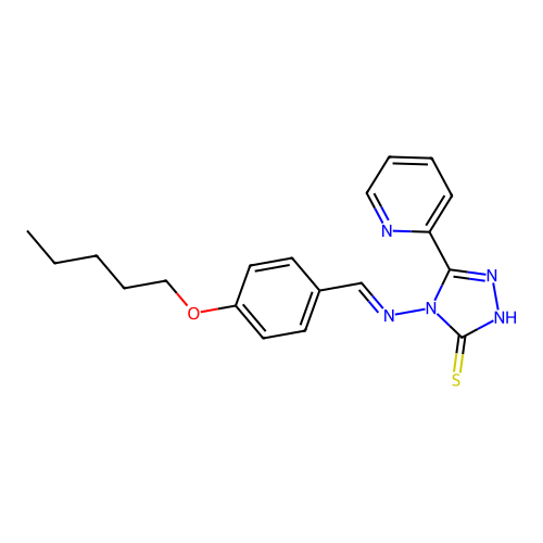 (E)-4-((4-(pentyloxy)benzylidene)amino)-5-(pyridin-2-yl)-4H-1,2,4-triazole-3-thiol structure