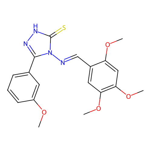 (E)-5-(3-methoxyphenyl)-4-((2,4,5-trimethoxybenzylidene)amino)-4H-1,2,4-triazole-3-thiol structure