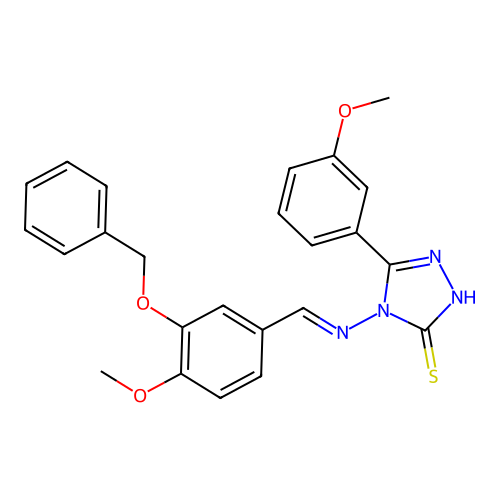 (E)-4-((3-(benzyloxy)-4-methoxybenzylidene)amino)-5-(3-methoxyphenyl)-4H-1,2,4-triazole-3-thiol structure