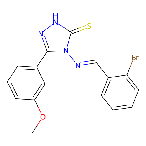 (E)-4-((2-bromobenzylidene)amino)-5-(3-methoxyphenyl)-4H-1,2,4-triazole-3-thiol structure