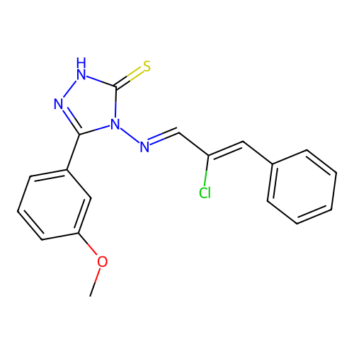 4-((2-CL-3-PH-2-PROPENYLIDENE)AMINO)-5-(3-METHOXY-PH)-4H-1,2,4-TRIAZOLE-3-THIOL structure