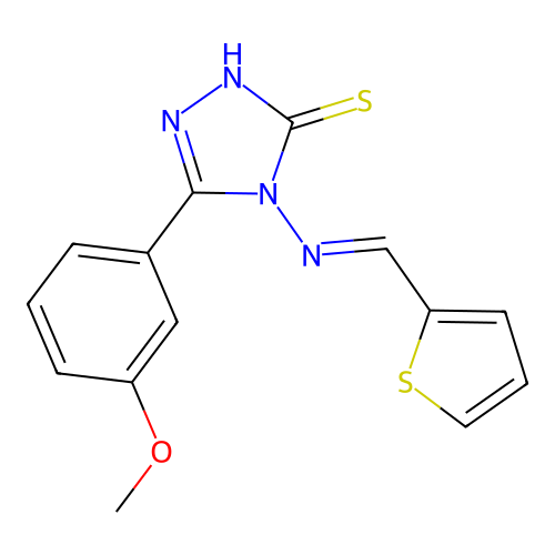 5-(3-Methoxyphenyl)-4-((2-thienylmethylene)amino)-4H-1,2,4-triazole-3-thiol structure
