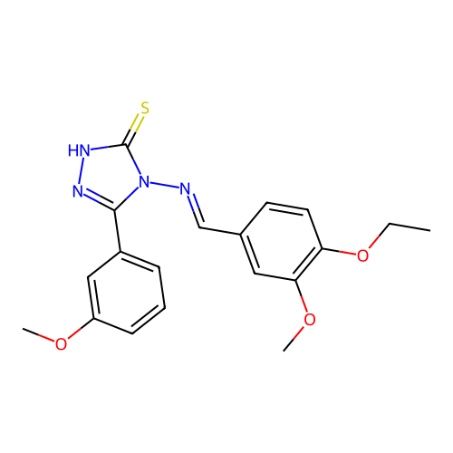 (E)-4-((4-ethoxy-3-methoxybenzylidene)amino)-5-(3-methoxyphenyl)-4H-1,2,4-triazole-3-thiol structure