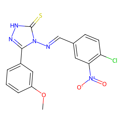 (E)-4-((4-chloro-3-nitrobenzylidene)amino)-5-(3-methoxyphenyl)-4H-1,2,4-triazole-3-thiol structure