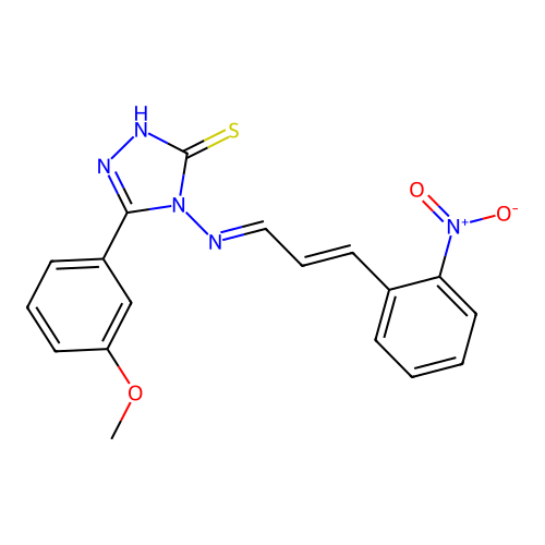 3-(3-methoxyphenyl)-4-[(E)-[(E)-3-(2-nitrophenyl)prop-2-enylidene]amino]-1H-1,2,4-triazole-5-thione structure
