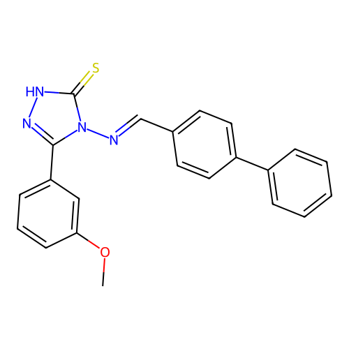 3-(3-methoxyphenyl)-4-[(E)-(4-phenylphenyl)methylideneamino]-1H-1,2,4-triazole-5-thione structure