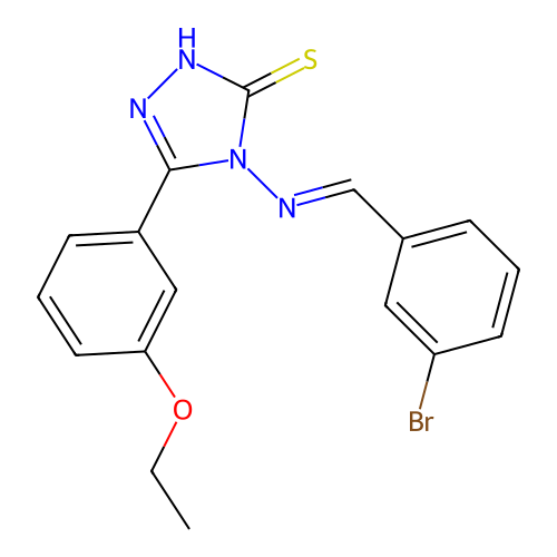 4-((3-BR-Benzylidene)amino)-5-(3-ethoxy-PH)-4H-1,2,4-triazol-3-YL hydrosulfide structure