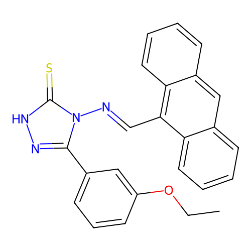 4-((9-Anthrylmethylene)amino)-5-(3-ethoxy-PH)-4H-1,2,4-triazol-3-YL hydrosulfide structure