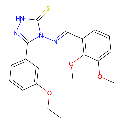 (E)-4-((2,3-dimethoxybenzylidene)amino)-5-(3-ethoxyphenyl)-4H-1,2,4-triazole-3-thiol structure