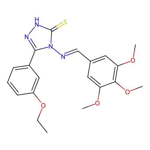 (E)-5-(3-ethoxyphenyl)-4-((3,4,5-trimethoxybenzylidene)amino)-4H-1,2,4-triazole-3-thiol structure