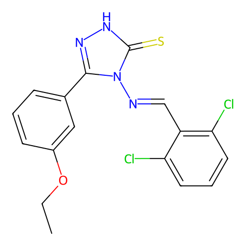4-((2,6-Dichlorobenzylidene)amino)-5-(3-ethoxyphenyl)-4H-1,2,4-triazole-3-thiol structure