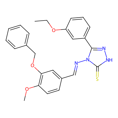 (E)-4-((3-(benzyloxy)-4-methoxybenzylidene)amino)-5-(3-ethoxyphenyl)-4H-1,2,4-triazole-3-thiol structure