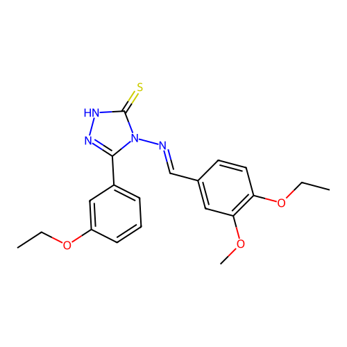 4-((4-Ethoxy-3-meo-benzylidene)amino)-5-(3-ethoxy-PH)-4H-1,2,4-triazole-3-thiol structure