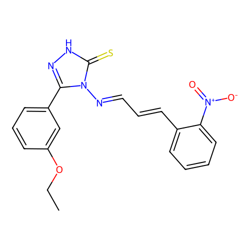 3-(3-ethoxyphenyl)-4-[(E)-[(E)-3-(2-nitrophenyl)prop-2-enylidene]amino]-1H-1,2,4-triazole-5-thione structure