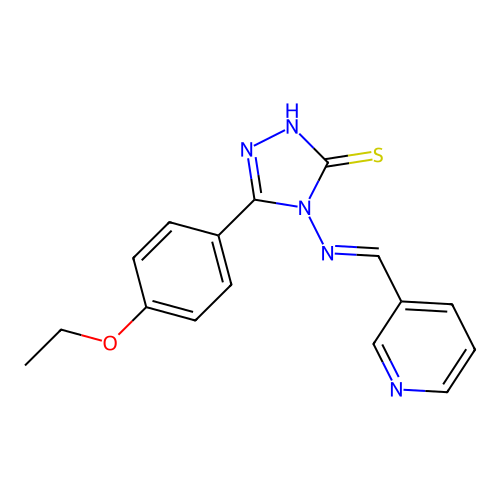 (E)-5-(4-ethoxyphenyl)-4-((pyridin-3-ylmethylene)amino)-4H-1,2,4-triazole-3-thiol structure