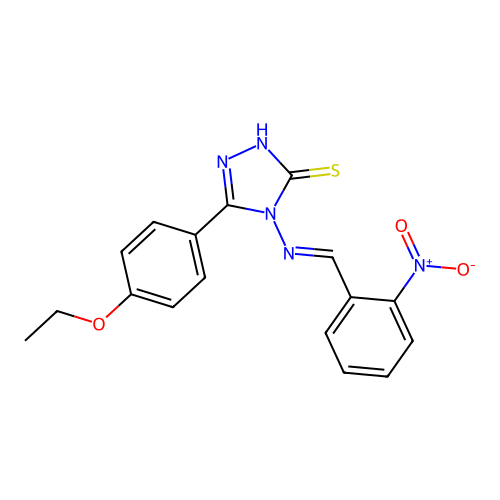 (E)-5-(4-ethoxyphenyl)-4-((2-nitrobenzylidene)amino)-4H-1,2,4-triazole-3-thiol structure