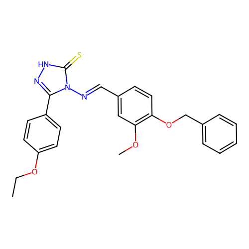 (E)-4-((4-(benzyloxy)-3-methoxybenzylidene)amino)-5-(4-ethoxyphenyl)-4H-1,2,4-triazole-3-thiol structure