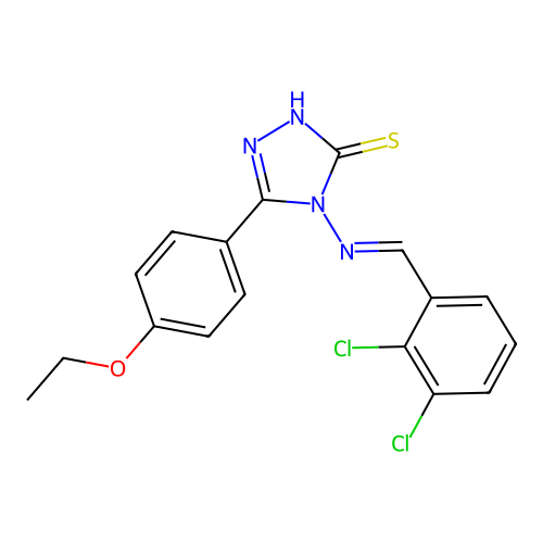 (E)-4-((2,3-dichlorobenzylidene)amino)-5-(4-ethoxyphenyl)-4H-1,2,4-triazole-3-thiol structure